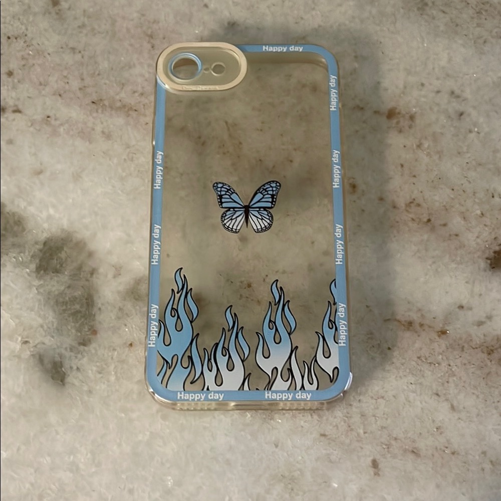 Butterfly Design Phone Case - Blue and Black